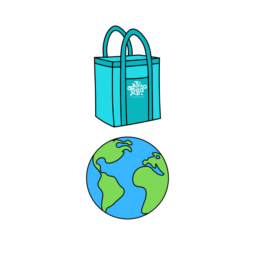 Reusable bag above the Earth drawing