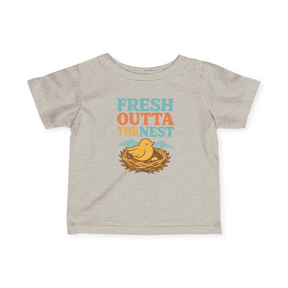 
                      
                        Children's t-shirt with 'Fresh Outta The Nest' graphic 
                      
                    